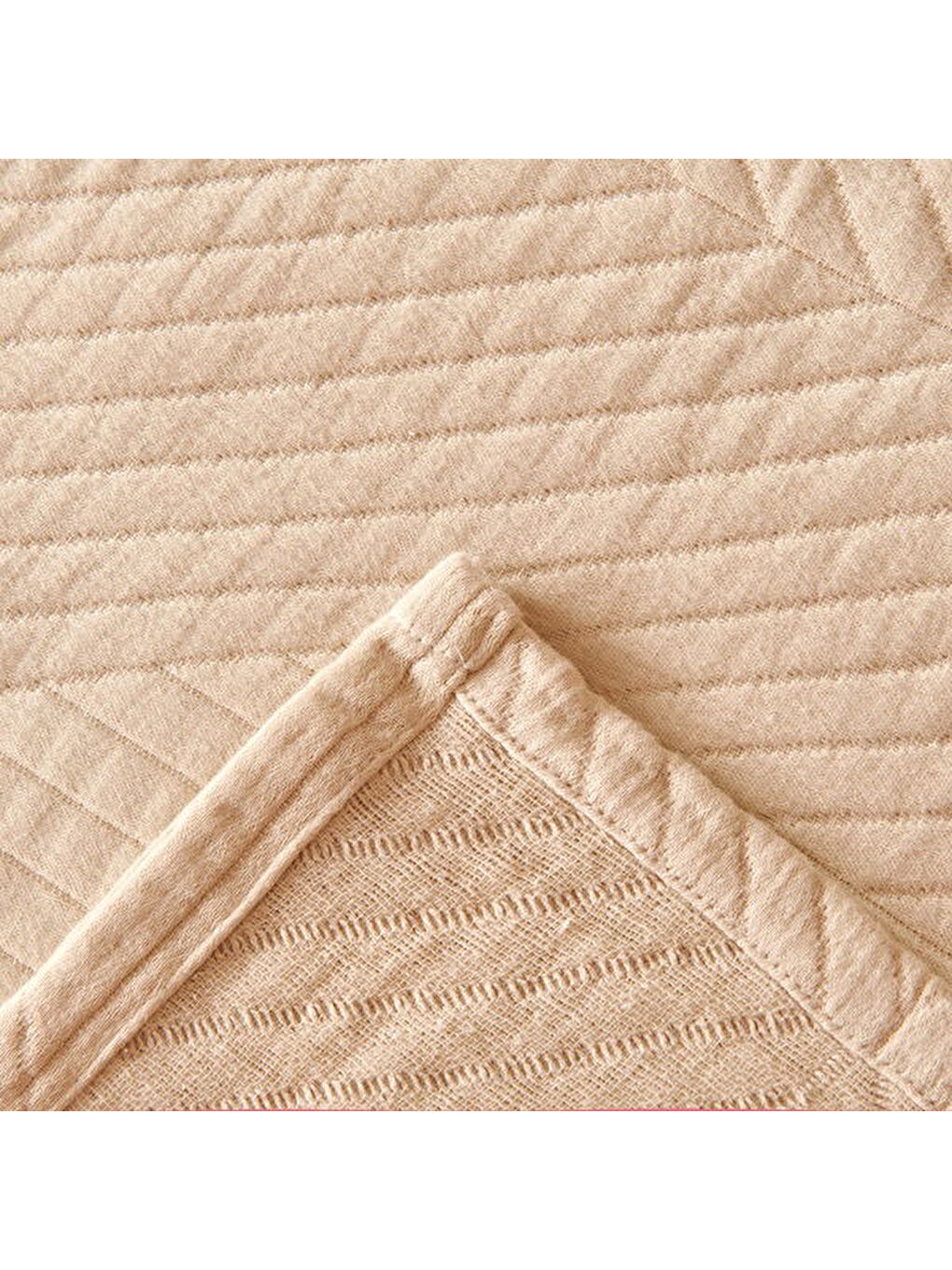 Soft Sara Çift Kişilik Yatak Örtüsü Seti - Bej - 220x240 cm + 50x70 cm-2