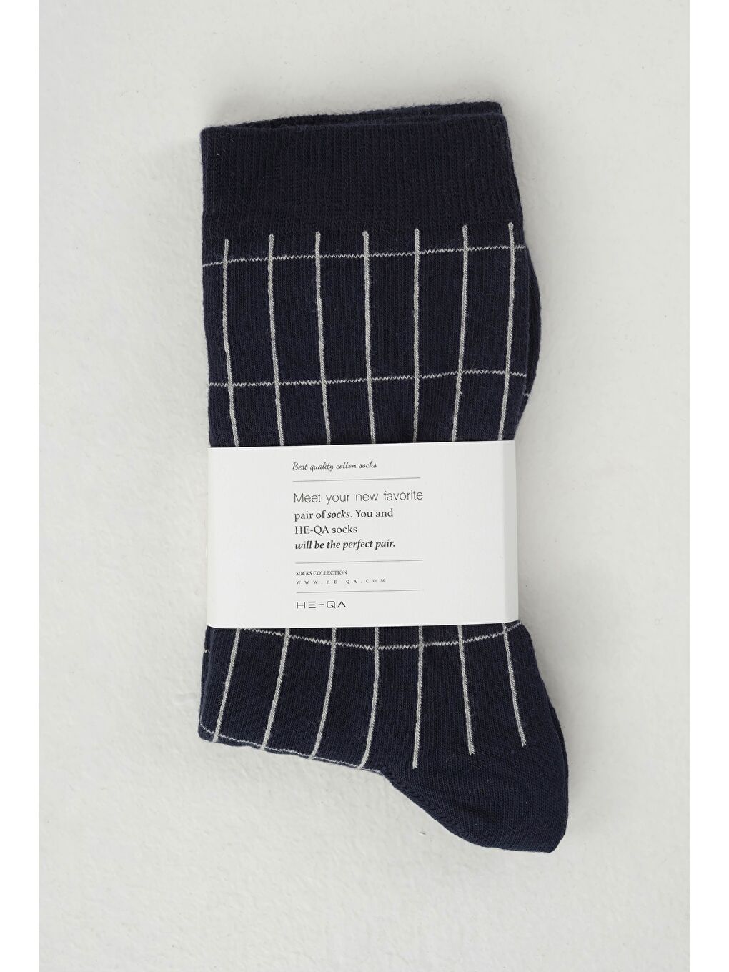 Grid Desen Soket Çorap Lacivert-Gri-2