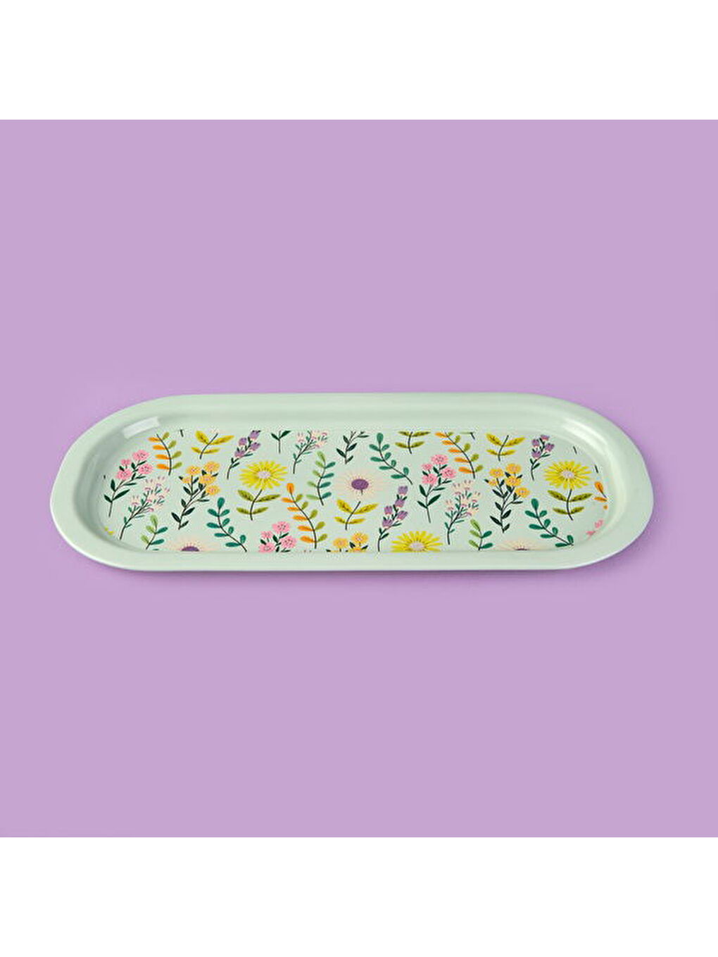 Karışık Flowers Sunumluk Tepsi - Renkli - 34,9x15,9 cm