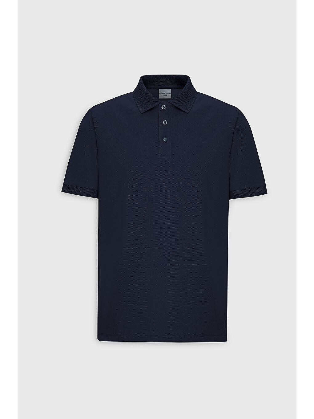 Erkek Prusya Lacivert Slim Fit Dar Kesim Polo Yaka %100 Pamuk Kısa Kollu Tişört-5