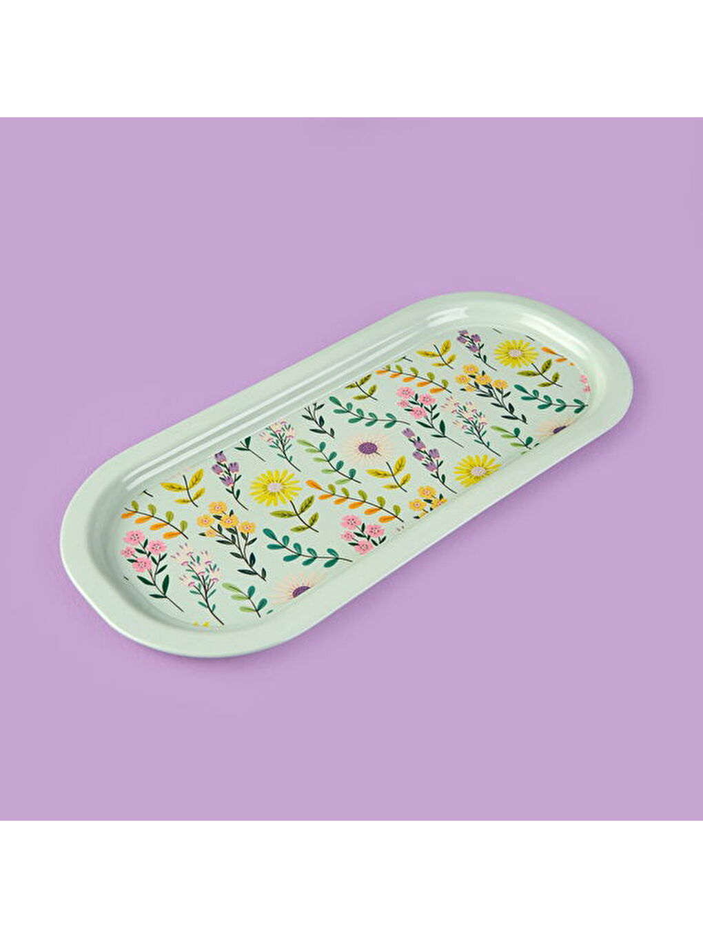 Karışık Flowers Sunumluk Tepsi - Renkli - 34,9x15,9 cm-2