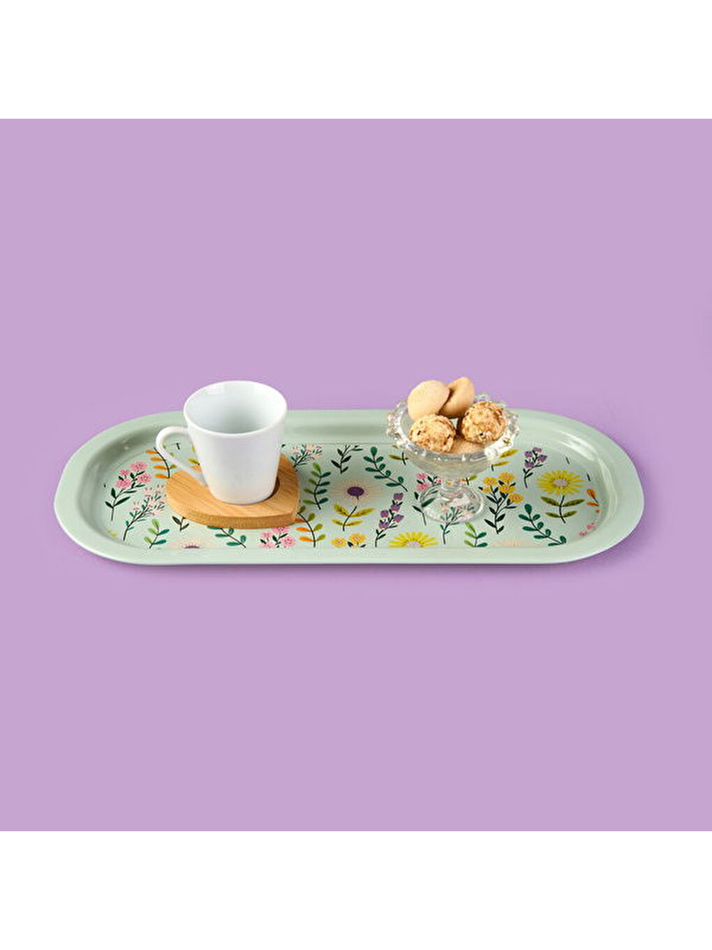 Karışık Flowers Sunumluk Tepsi - Renkli - 34,9x15,9 cm-3