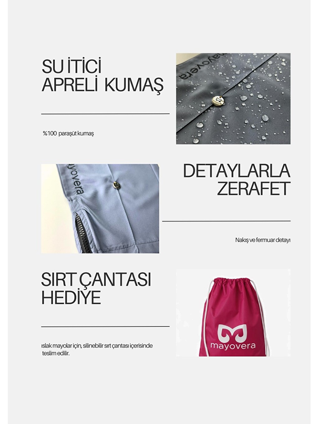 Paraşüt Mayo Altı Gri Fermuarlı-4