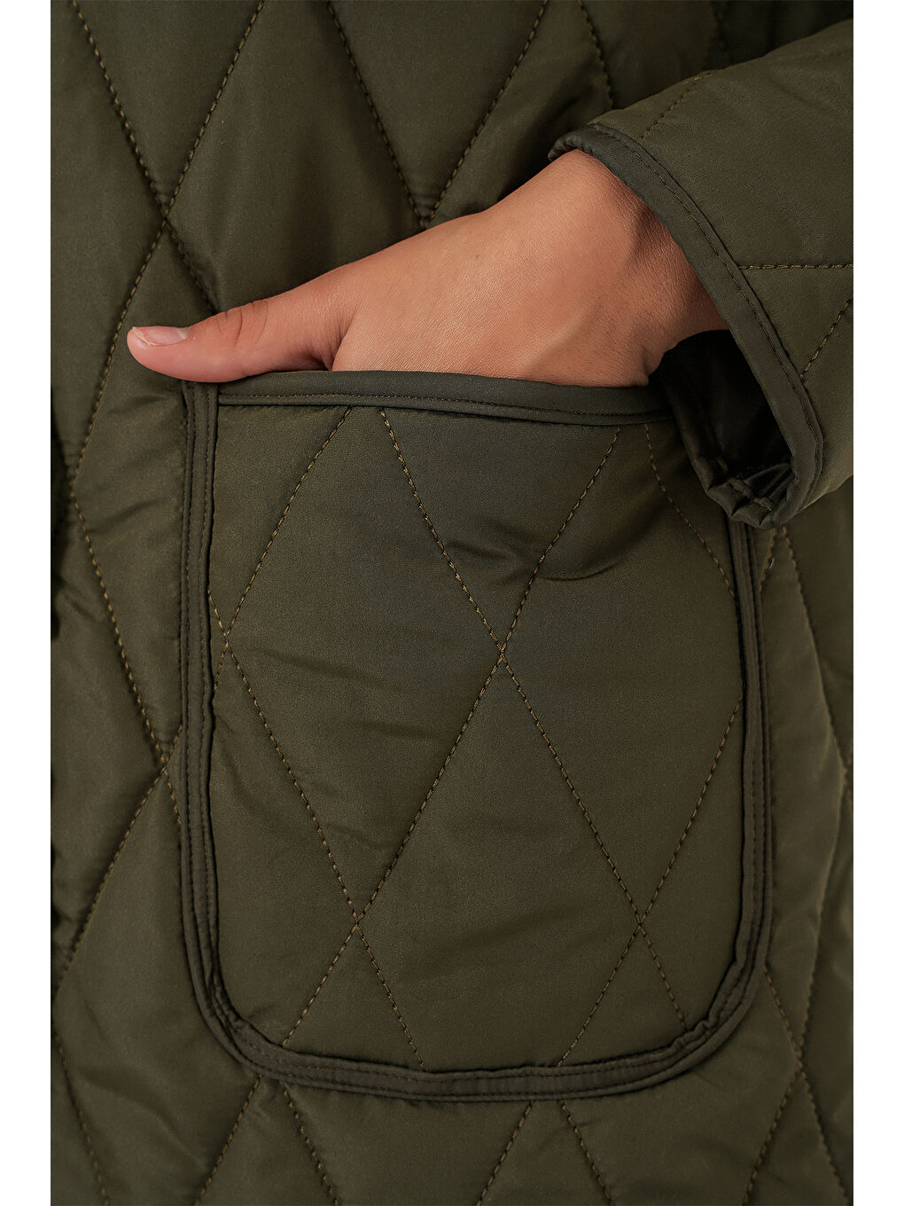 Kadın Kapitone Oversize Mont 5226 - Haki-4