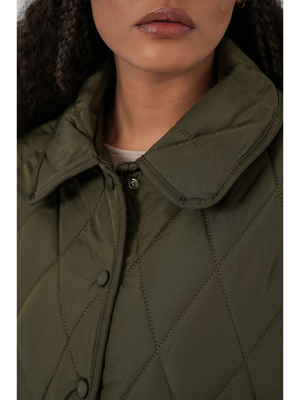 Kadın Kapitone Oversize Mont 5226 - Haki-5