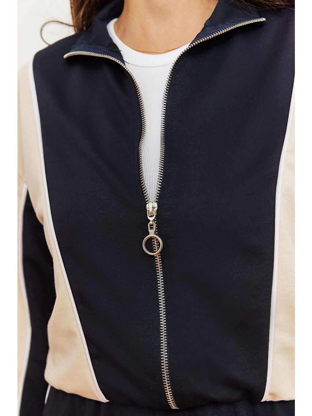 Lacivert Kadın Biye Detaylı Alt-Üst Takım-2