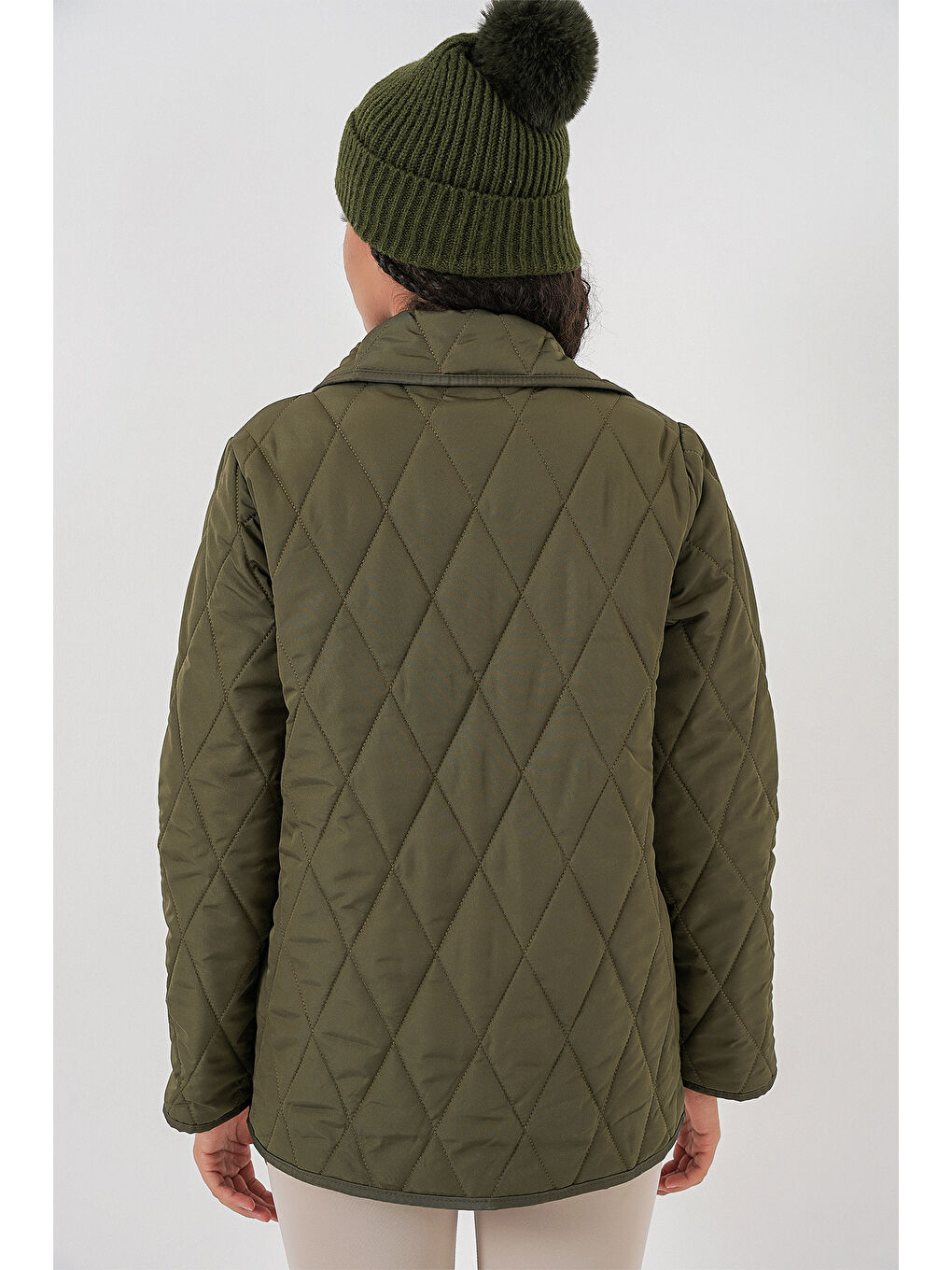 Kadın Kapitone Oversize Mont 5226 - Haki-6