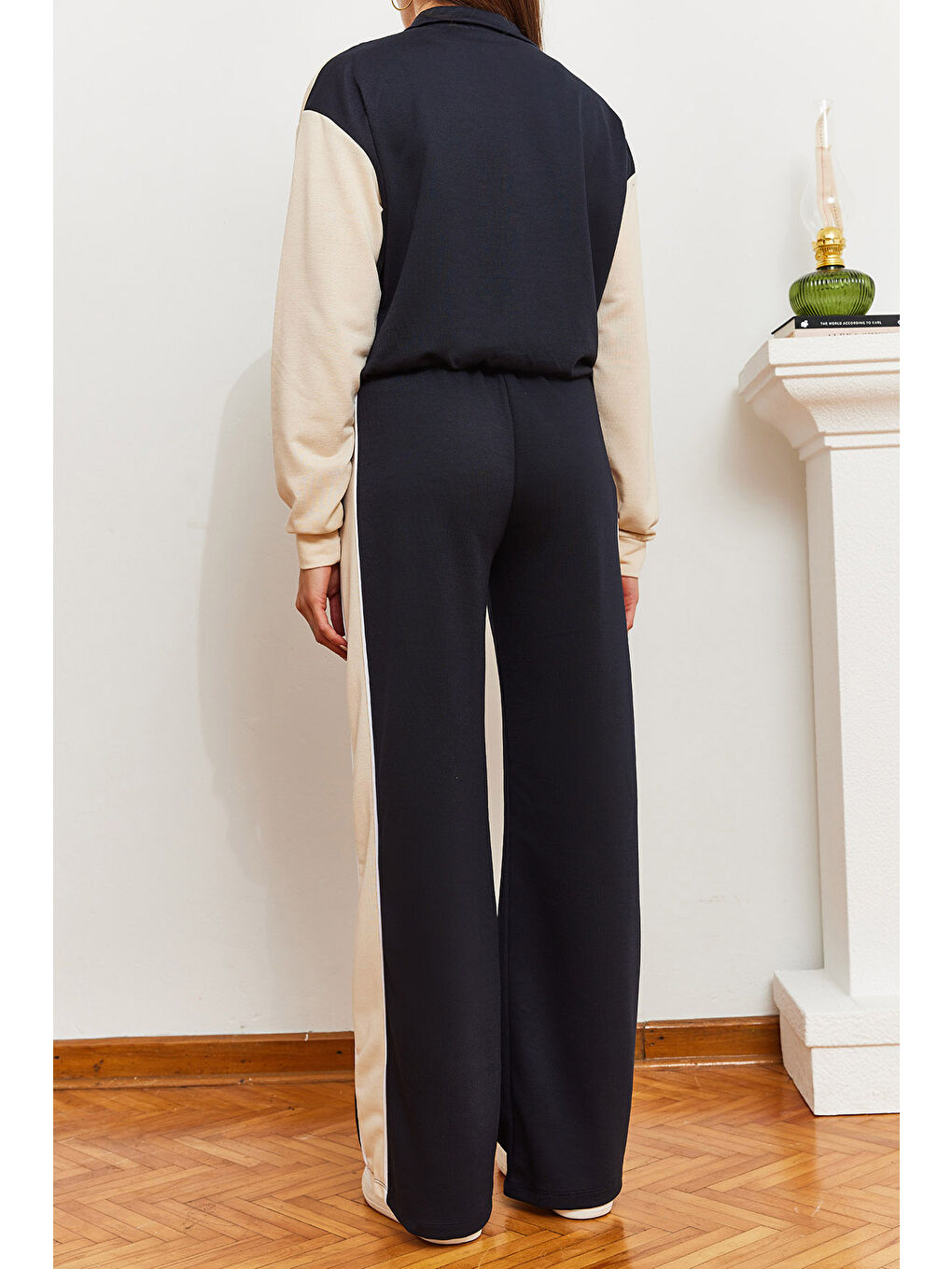 Lacivert Kadın Biye Detaylı Alt-Üst Takım-3