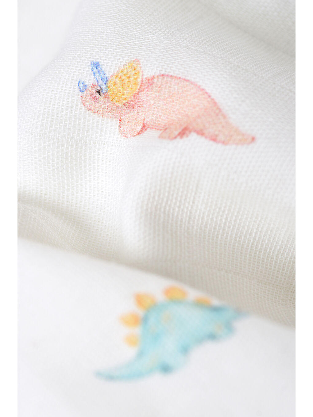 Beyaz Double Face Müslin Battaniye - Dino-4