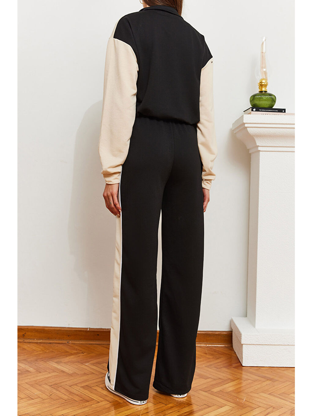 Siyah Kadın Biye Detaylı Alt-Üst Takım-4