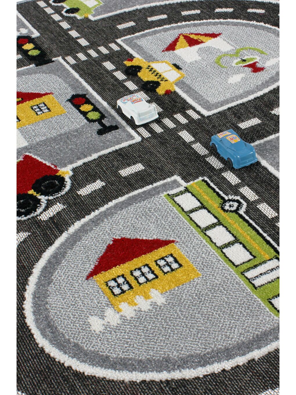 Anaokulu Kreş Oyun Halısı 3 Boyutlu Dokuma Gri Trafik Halı-100x200-2