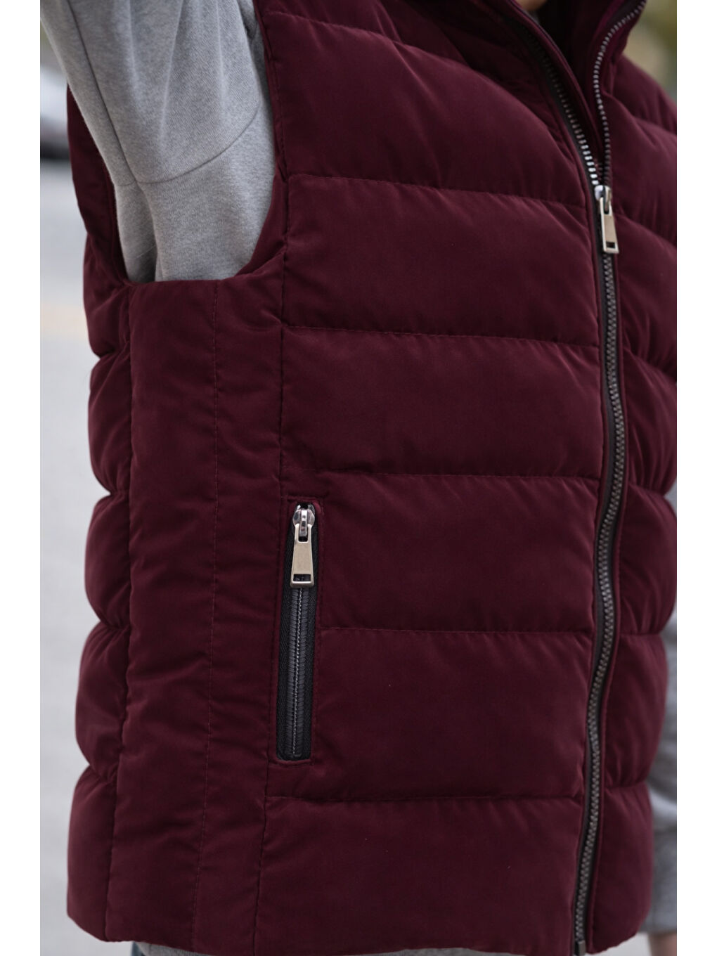 Bordo Erkek Çocuk Kapüşonlu Şişme Yelek-5