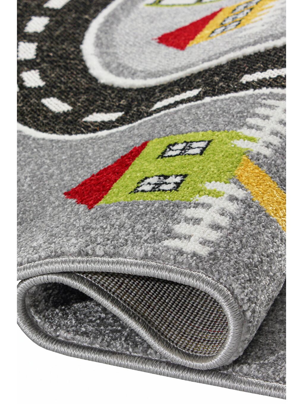 Anaokulu Kreş Oyun Halısı 3 Boyutlu Dokuma Gri Trafik Halı-100x200-4