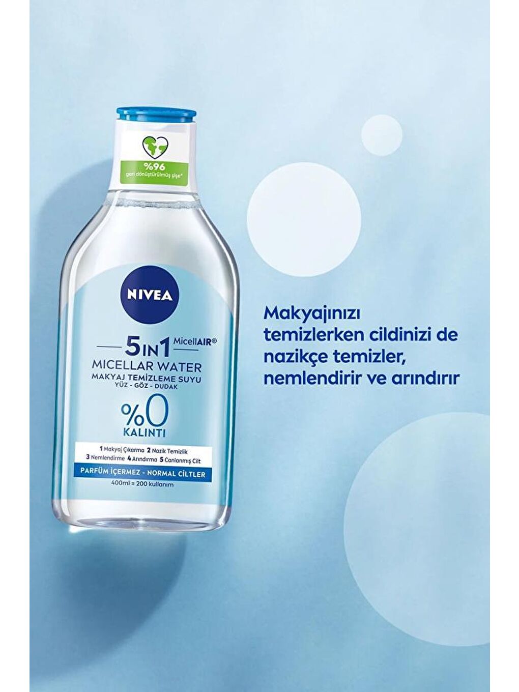 NIVEA Şeffaf Micellar Makyaj Temizleme Suyu 400ml, Böğürtlen Dudak Bakım Kremi - 1