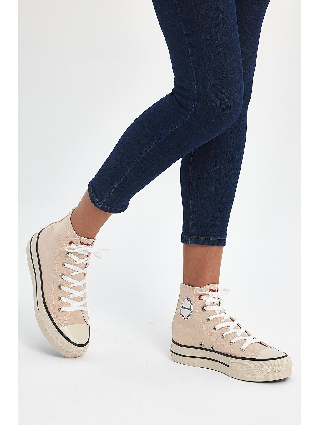 Bej Kadın Kalın Taban Sneaker Spor Ayakkabı 0502-4