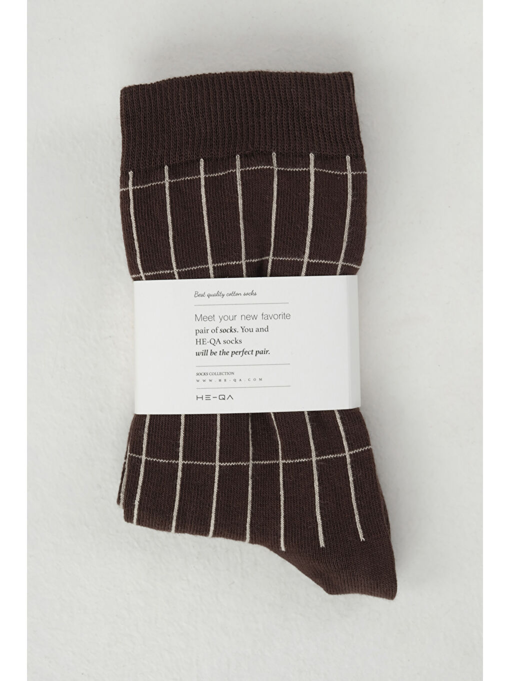 Kahverengi Grid Desen Soket Çorap Acı Kahve-Bej-2