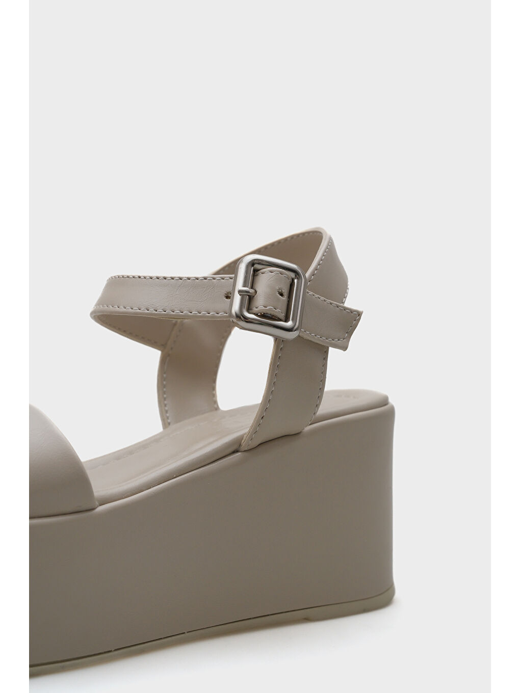Bej Donna Platform Tek Bantlı Kadın Sandalet-5