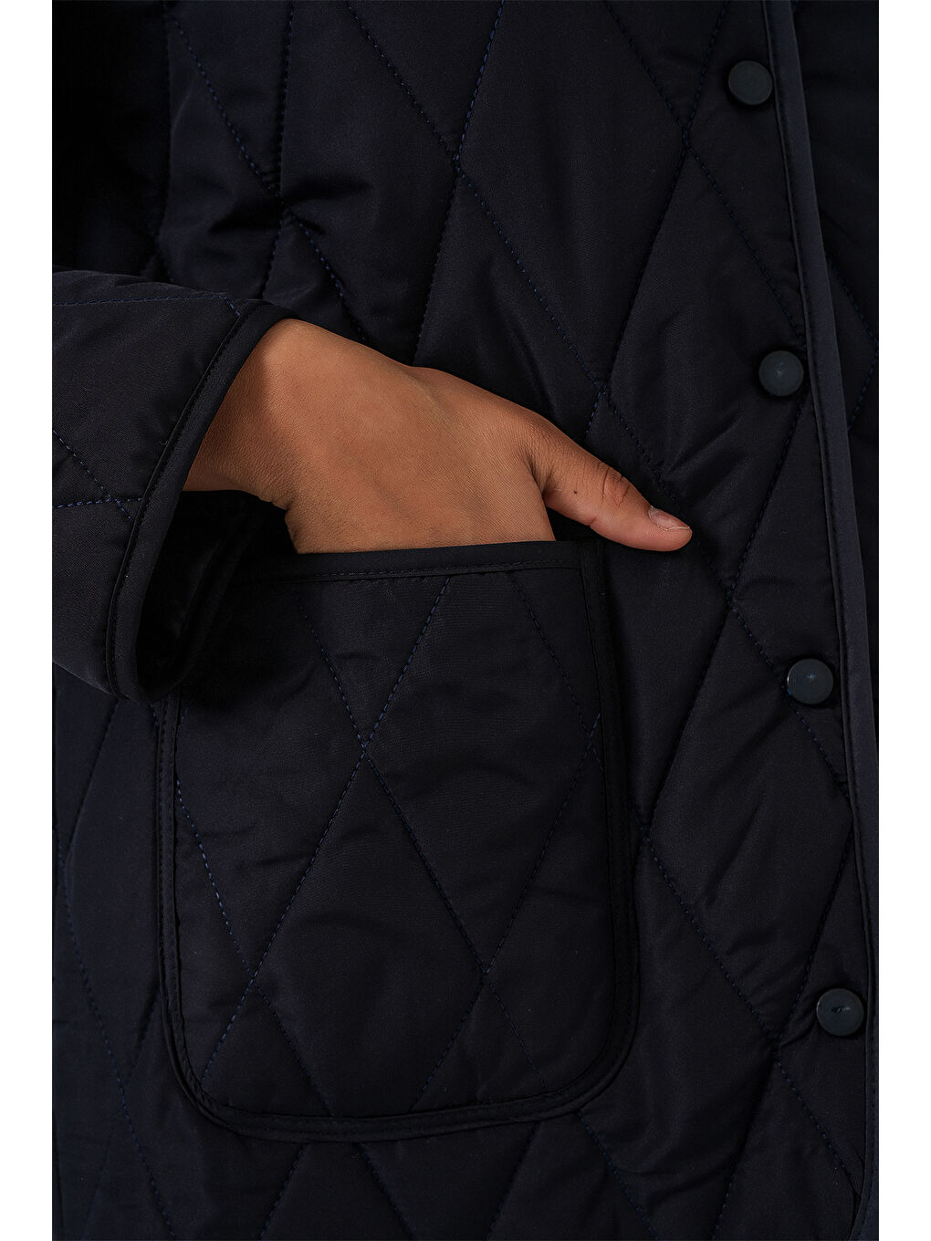 Kadın Kapitone Oversize Mont 5226 - Lacivert-4