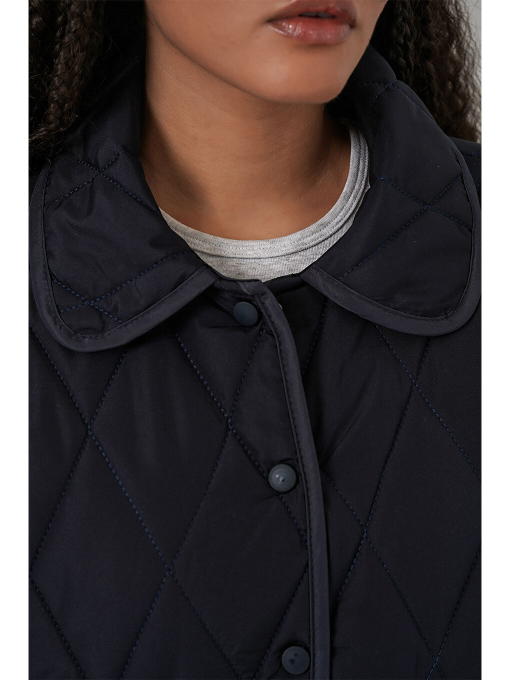 Kadın Kapitone Oversize Mont 5226 - Lacivert-5