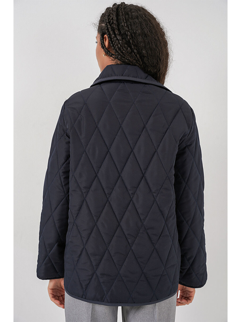 Kadın Kapitone Oversize Mont 5226 - Lacivert-6