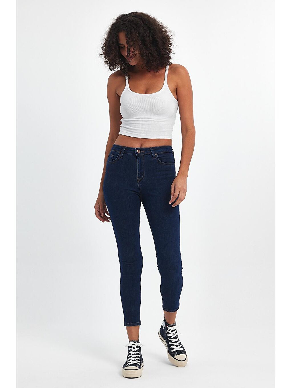 Lacivert Kadın Kalın Taban Sneaker Spor Ayakkabı 0502-1