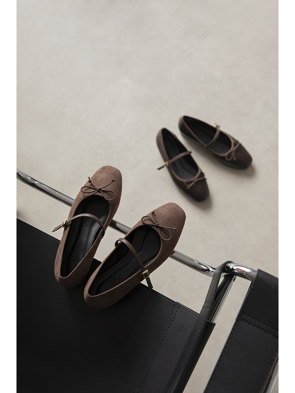 Kahverengi Maxy Kadın Fiyonk Detay Süet Babet Kahve-1