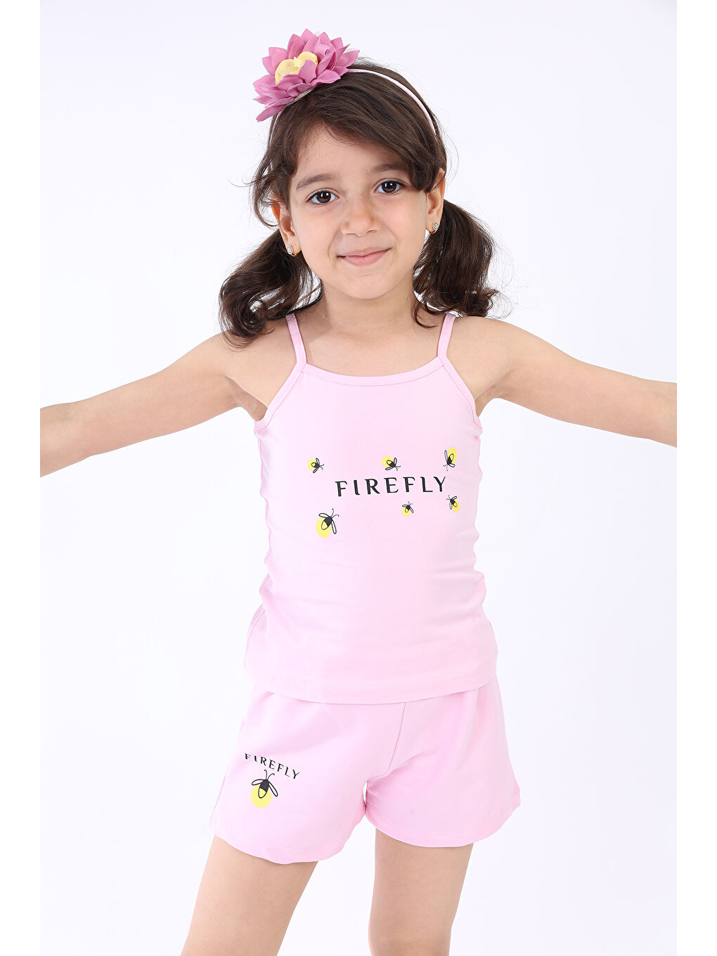 Toontoykids Pembe Kız Bebek Baskılı Şortlu Takım