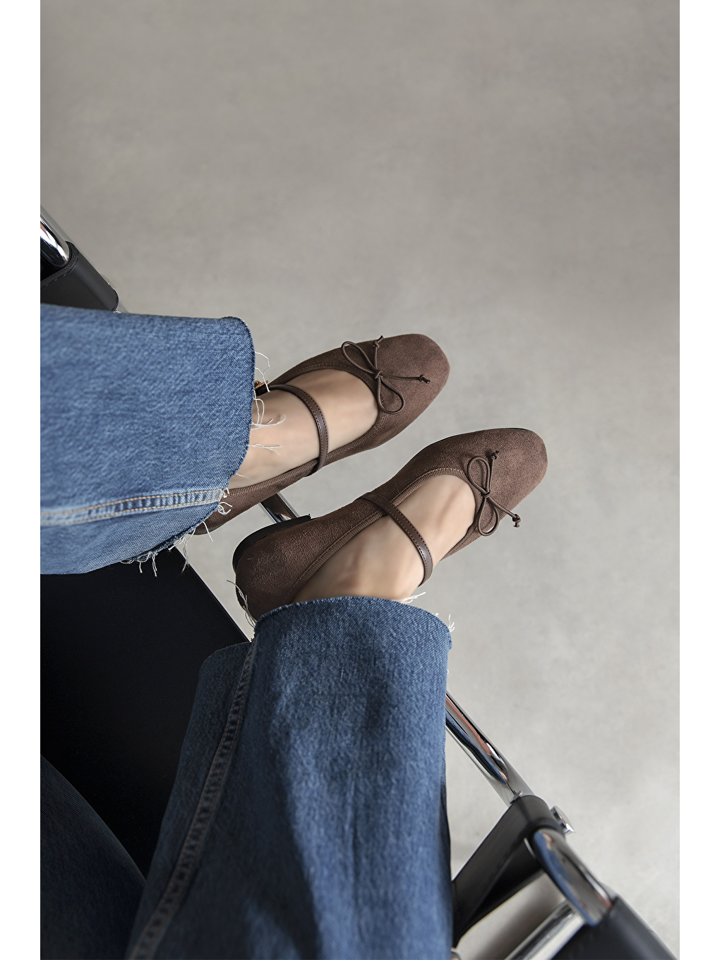 Kahverengi Maxy Kadın Fiyonk Detay Süet Babet Kahve-2