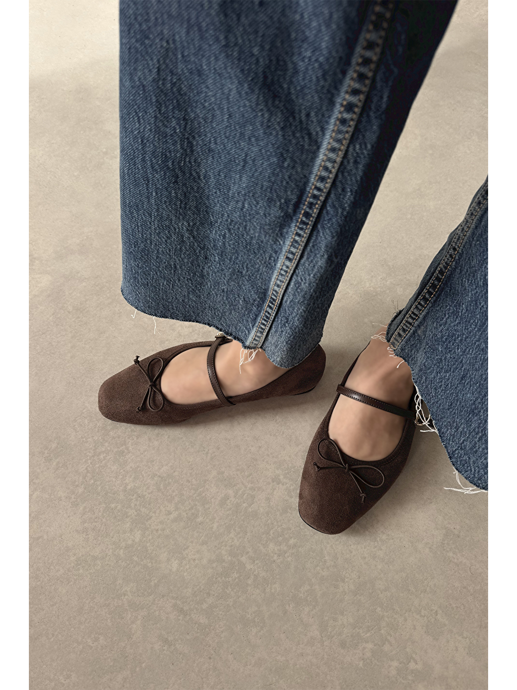 Kahverengi Maxy Kadın Fiyonk Detay Süet Babet Kahve-3