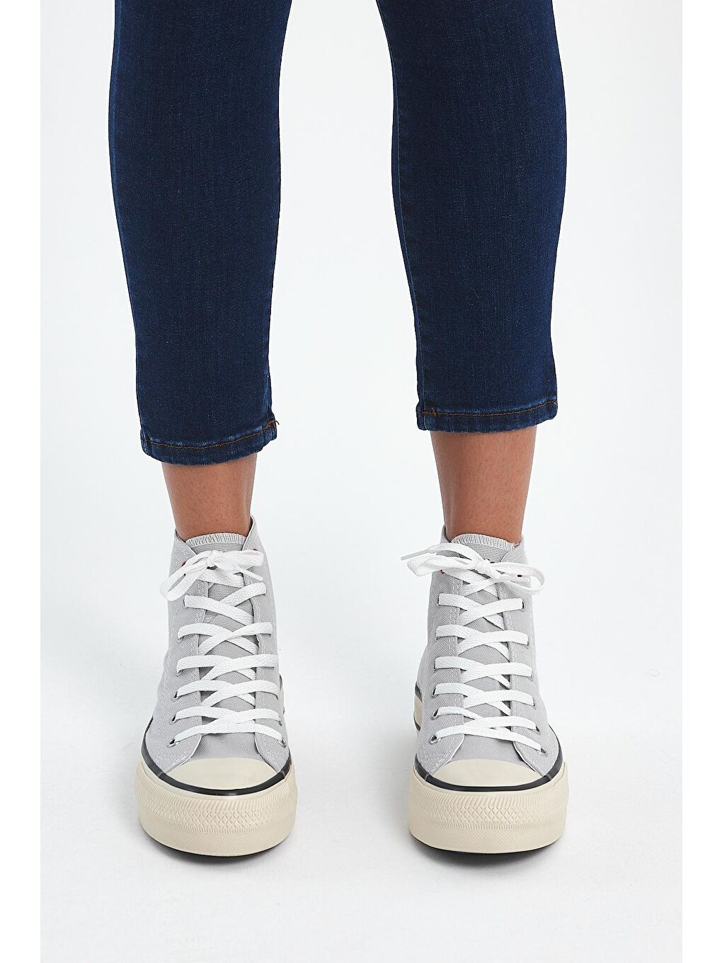 Gri Kadın Kalın Taban Sneaker Spor Ayakkabı 0502