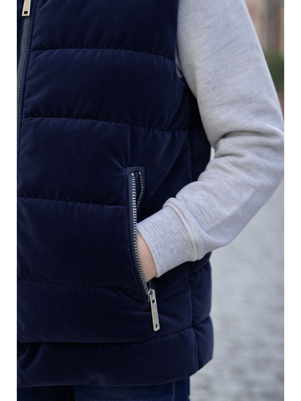 Lacivert Erkek Çocuk Kapüşonlu Şişme Yelek-3