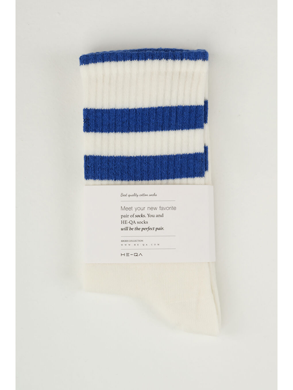 Mavi Lastik Örgülü Soket Çorap Saks