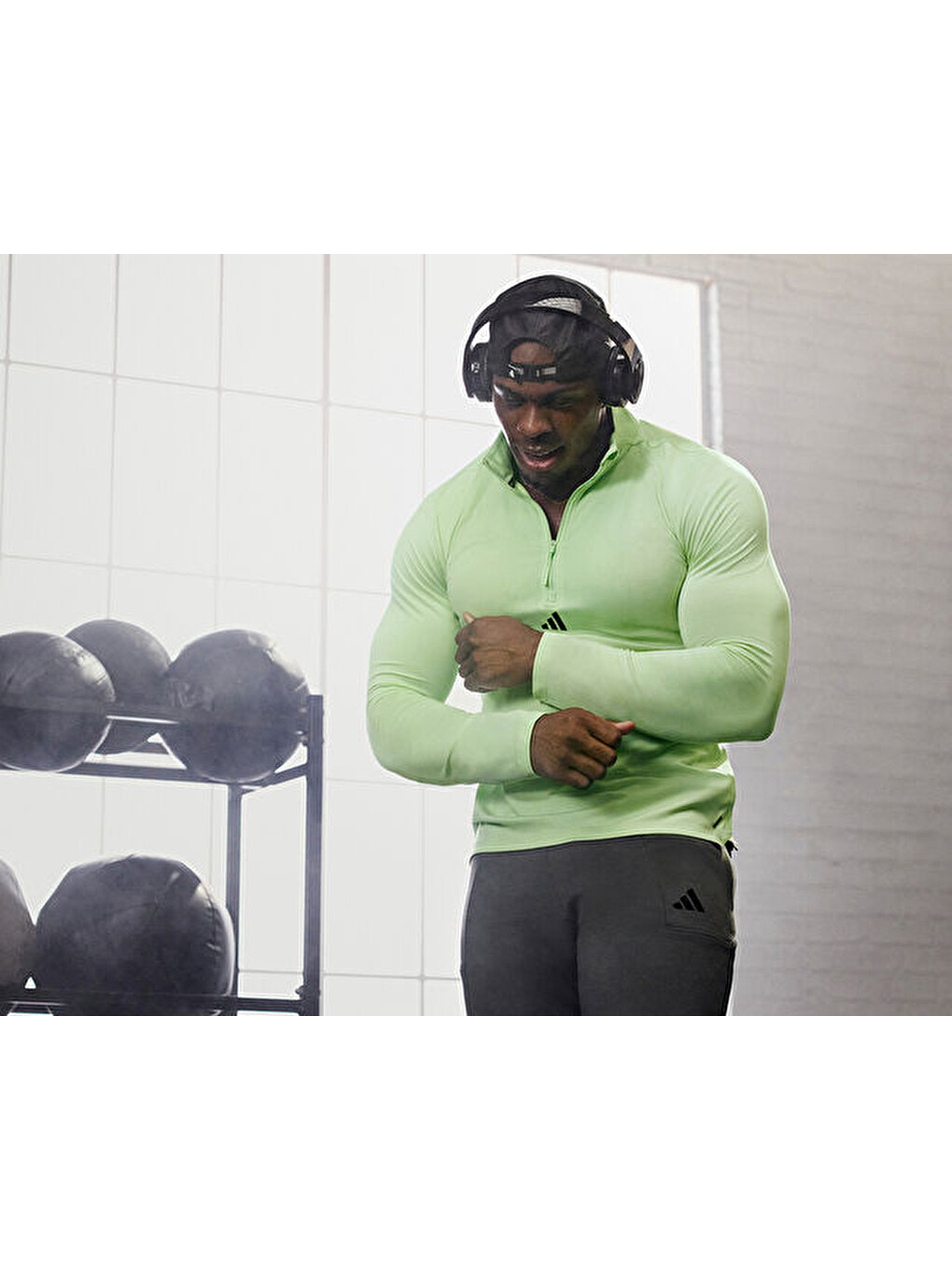 Wo Quarter Zip Erkek Antrenman Sweatshirt Is3803 Yeşil-6