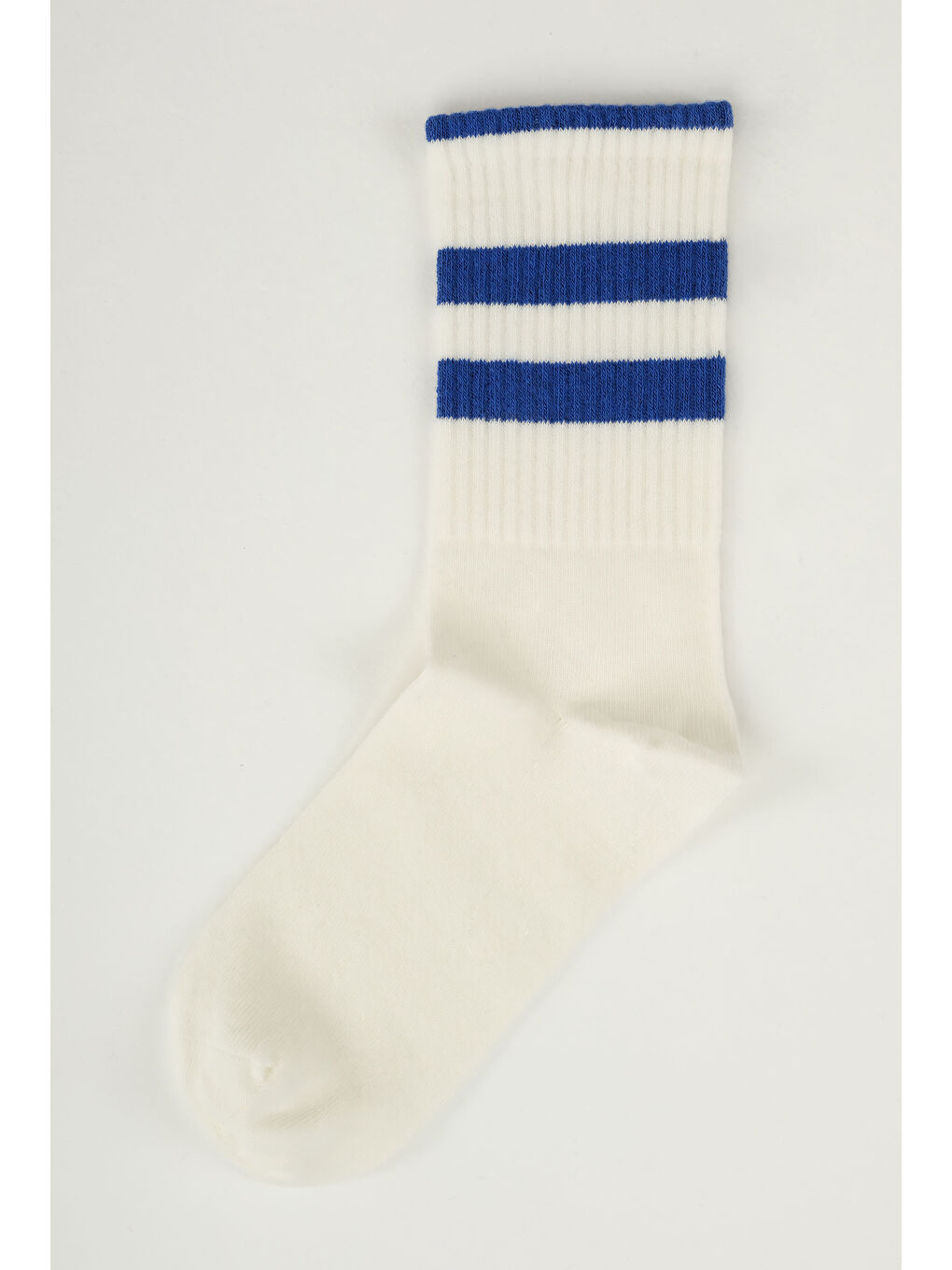 Mavi Lastik Örgülü Soket Çorap Saks-1