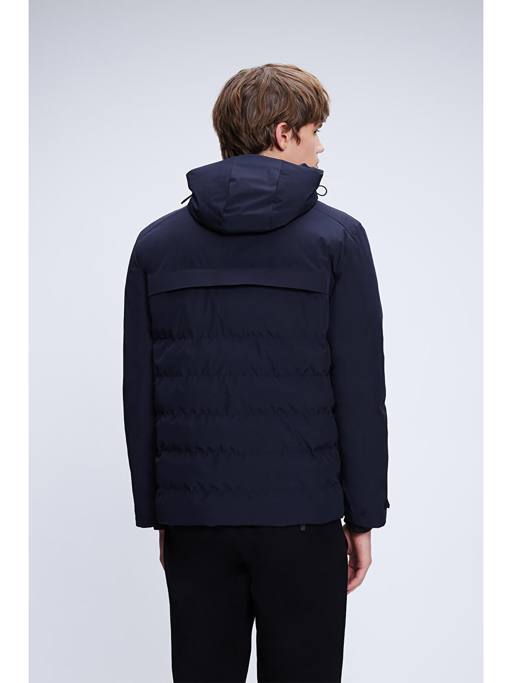 Lacivert Regular Fit Hakim Yaka Kapüşonlu Kaban-4