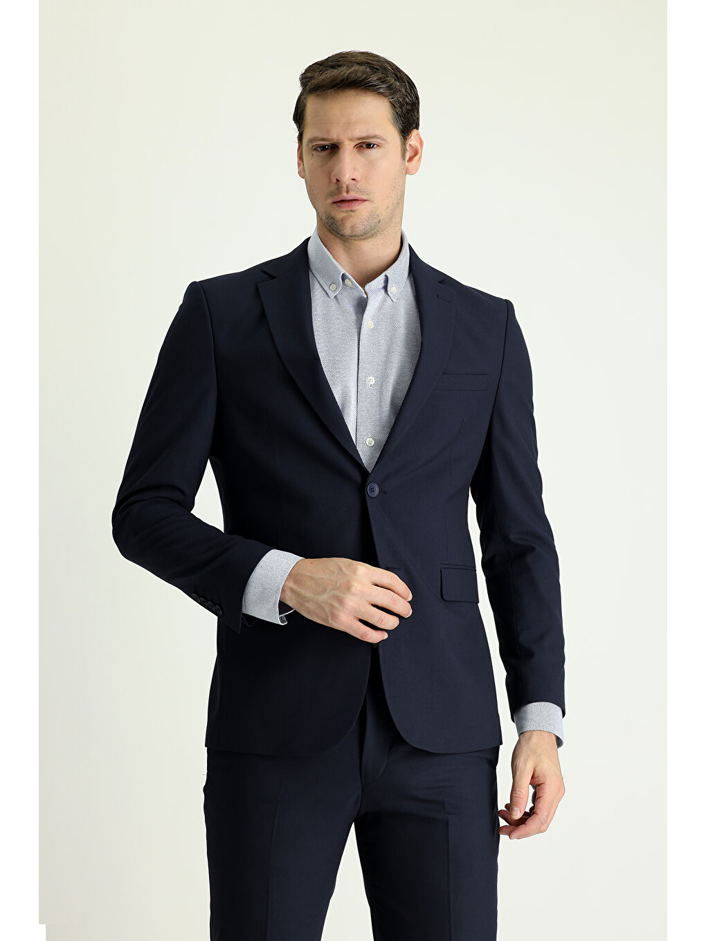 Lacivert Slim Fit Dar Kesim Klasik Takım Elbise-1