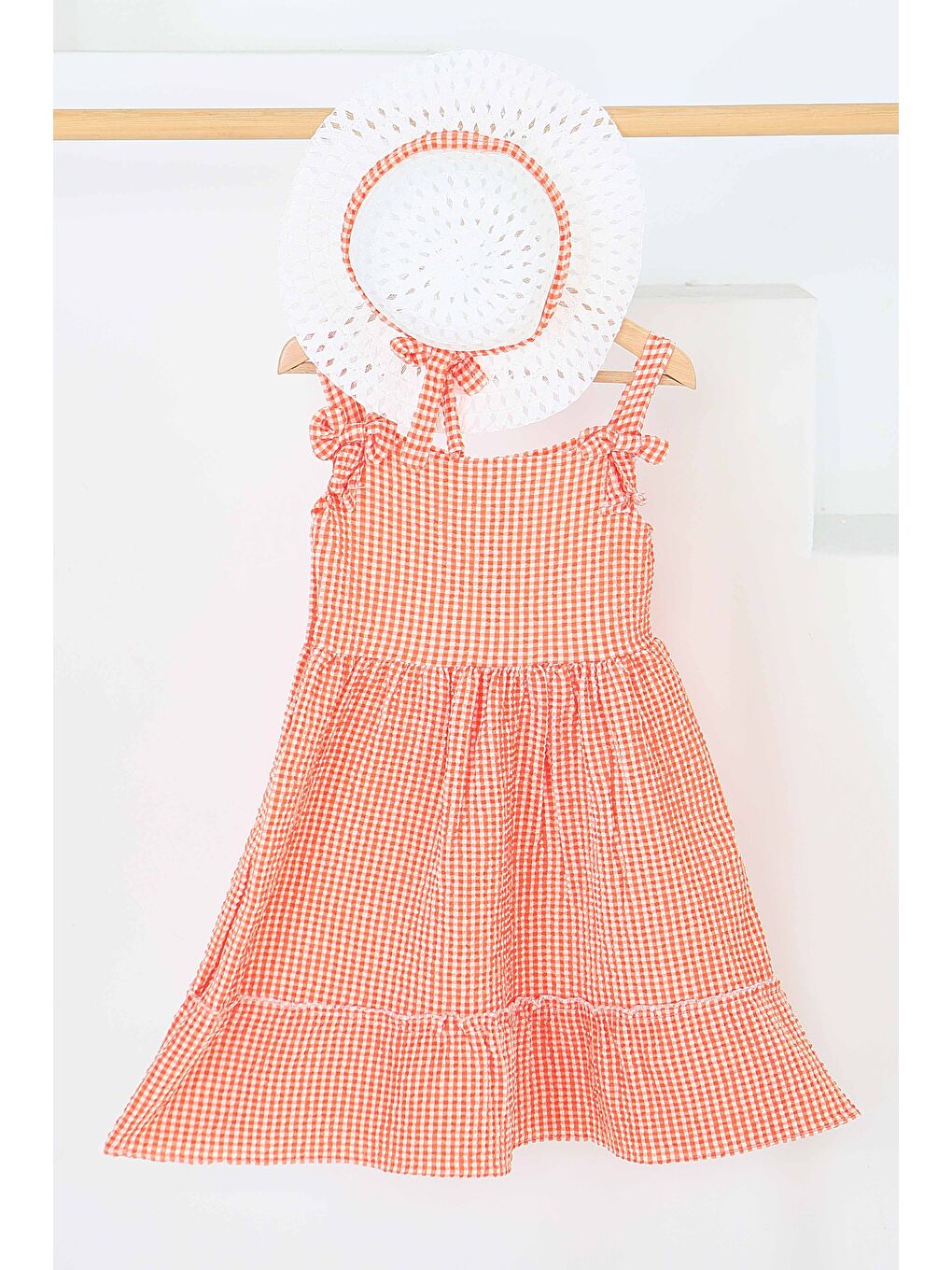 Turuncu Kız Çocuk Oranj Şapkalı Elbise - 27050