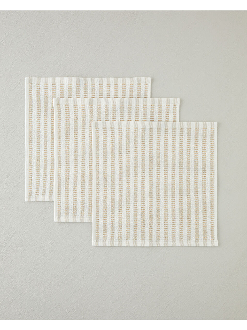 Pure Plaid Pamuk Polyester 3'lü Kurulama Bezi 30x30 cm Bej