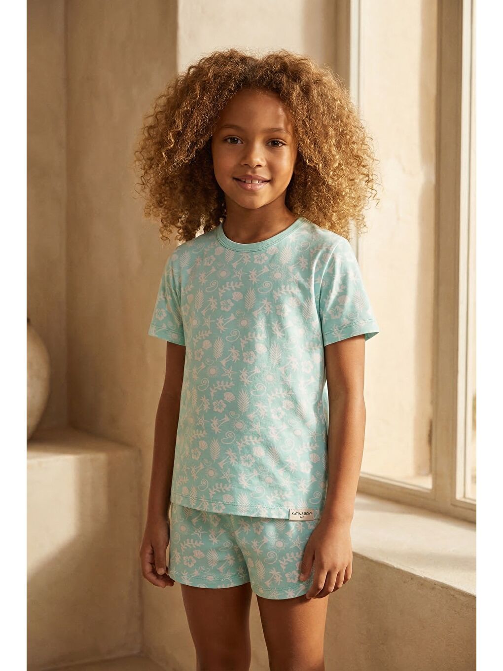 Ekru Çocuk Sea La Vie Deniz Temalı Paketli Şortlu Pijama Takımı