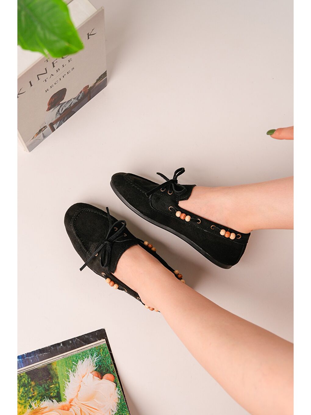 Siyah MULTİ Renkli Boncuk Detaylı Kadın Günlük Bağcıklı Loafer Ayakkabı-3