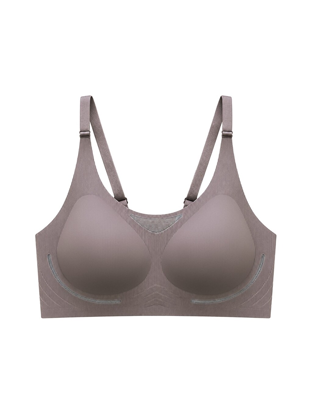 Seamless Bra - Avena | Kahverengi Lazer Kesim Balensiz Çizgi Dokulu Tül Detaylı Kadın Sütyen