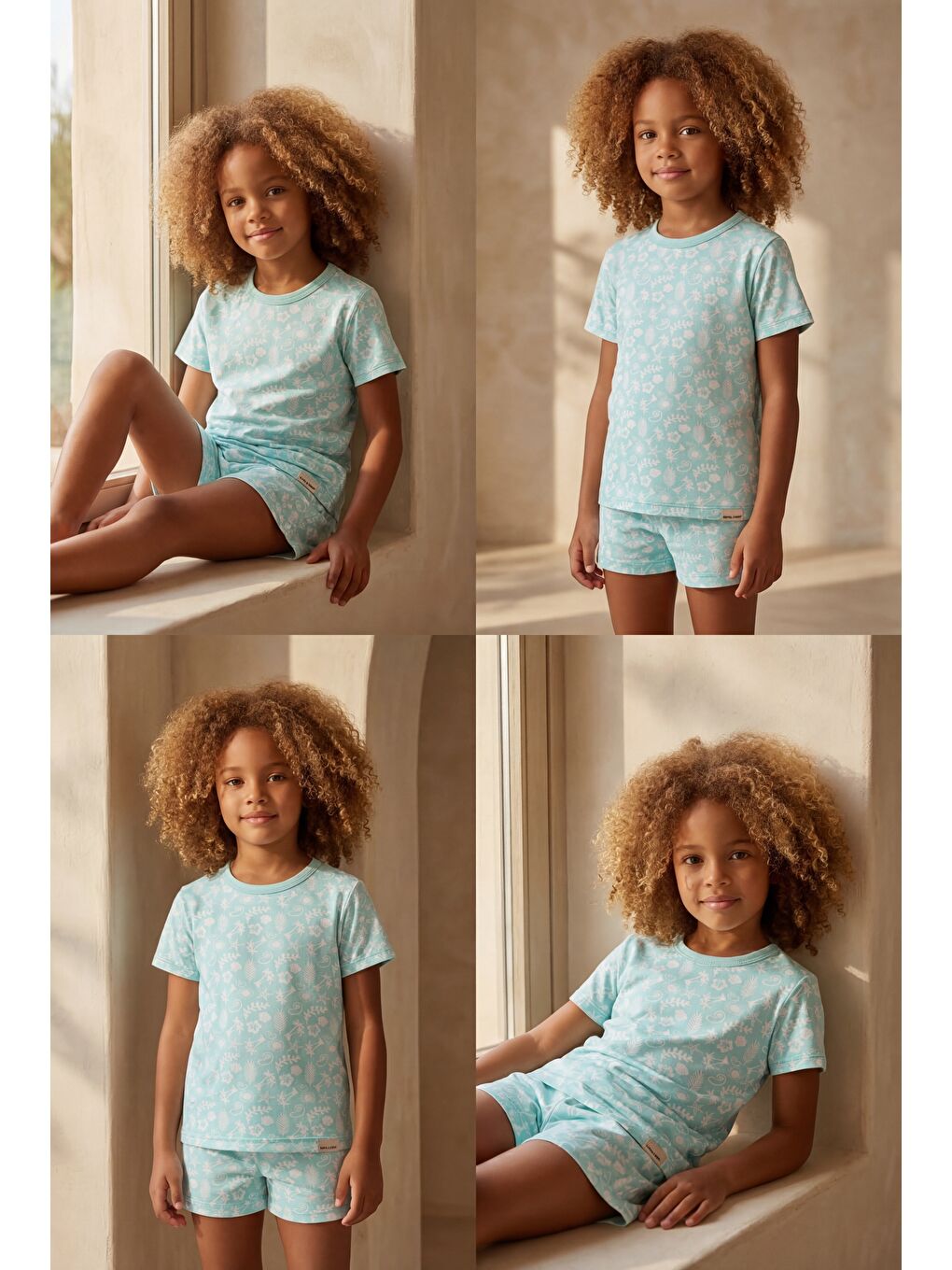Ekru Çocuk Sea La Vie Deniz Temalı Paketli Şortlu Pijama Takımı-2