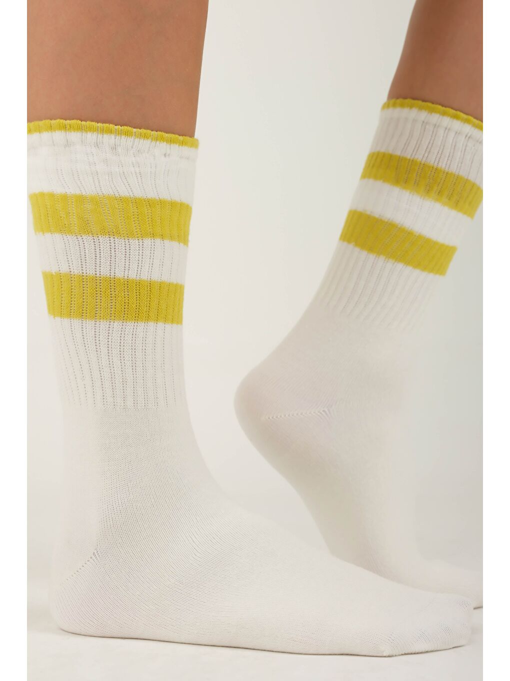 Lastik Örgülü Soket Çorap Asit Yeşili-2
