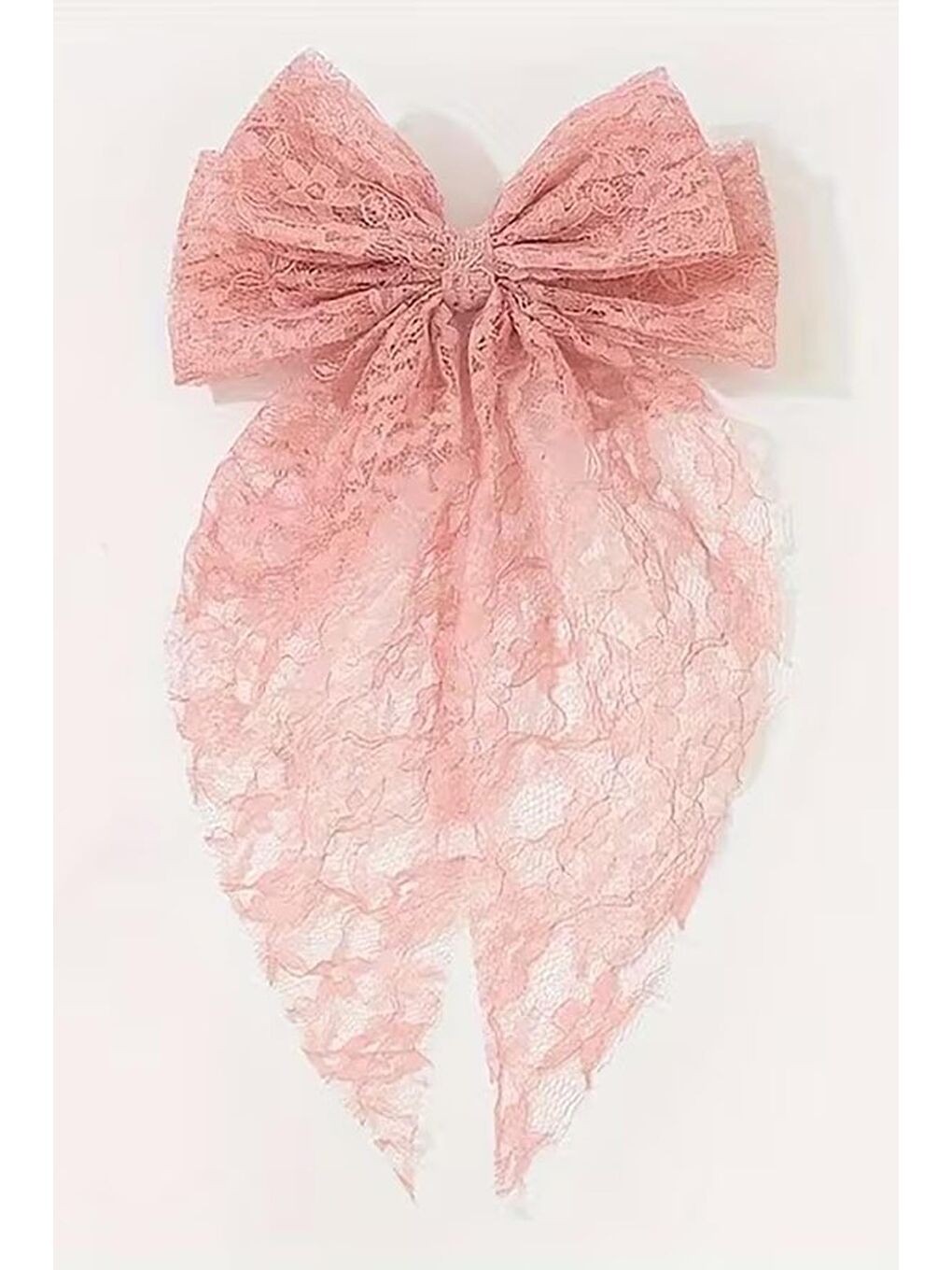 Pembe Zarif Dantelli Uzun Fiyonk Otomatik Toka-1