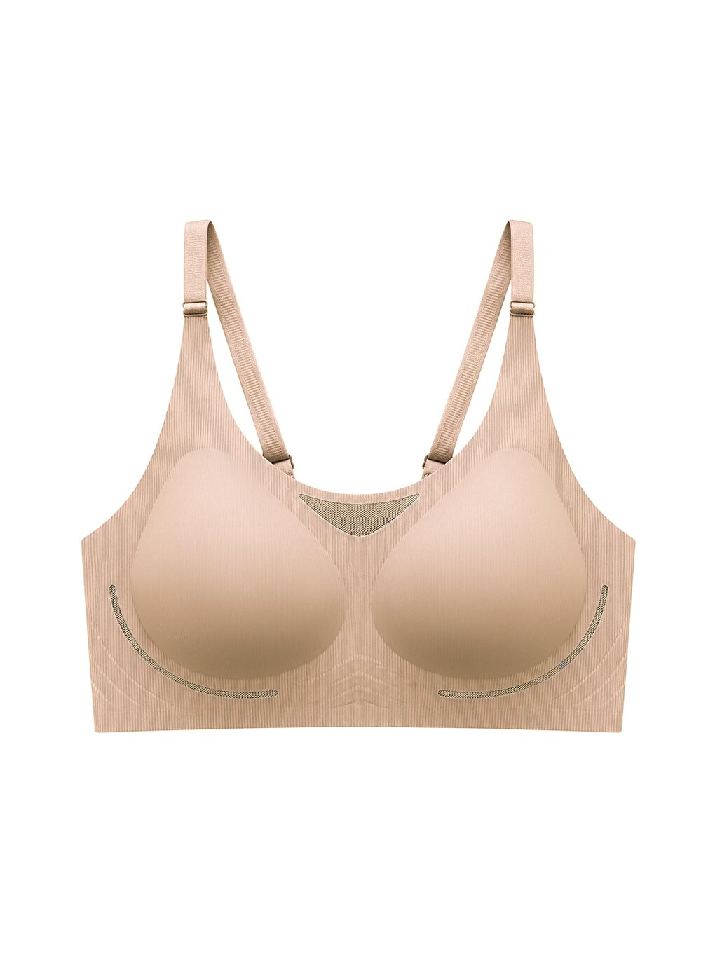 Bej Seamless Bra - Avena | Ten Lazer Kesim Balensiz Çizgi Dokulu Tül Detaylı Kadın Sütyen