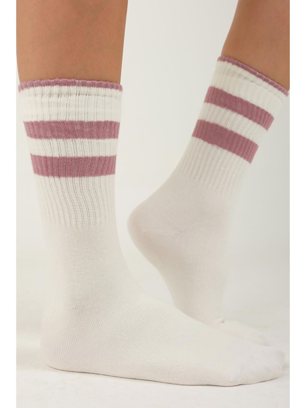 Pembe Lastik Örgülü Soket Çorap Orkide-2