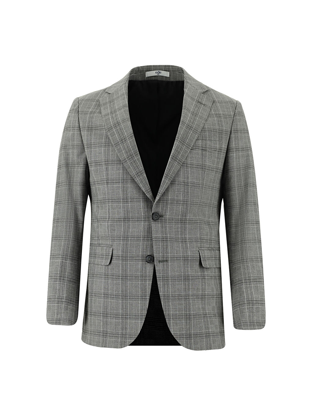 Gri Regular Fit Klasik Ekose Takım Elbise-1