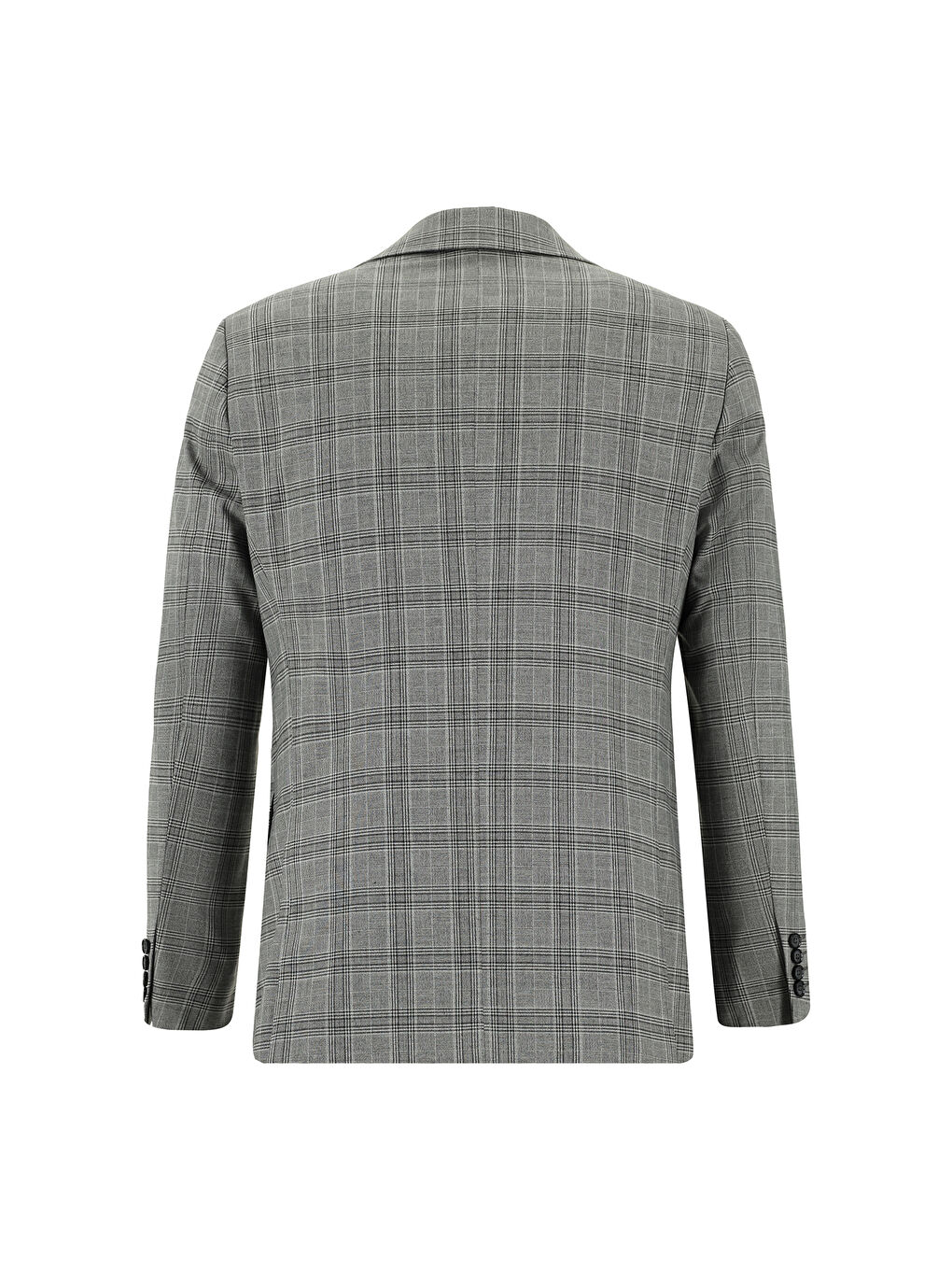 Gri Regular Fit Klasik Ekose Takım Elbise-2