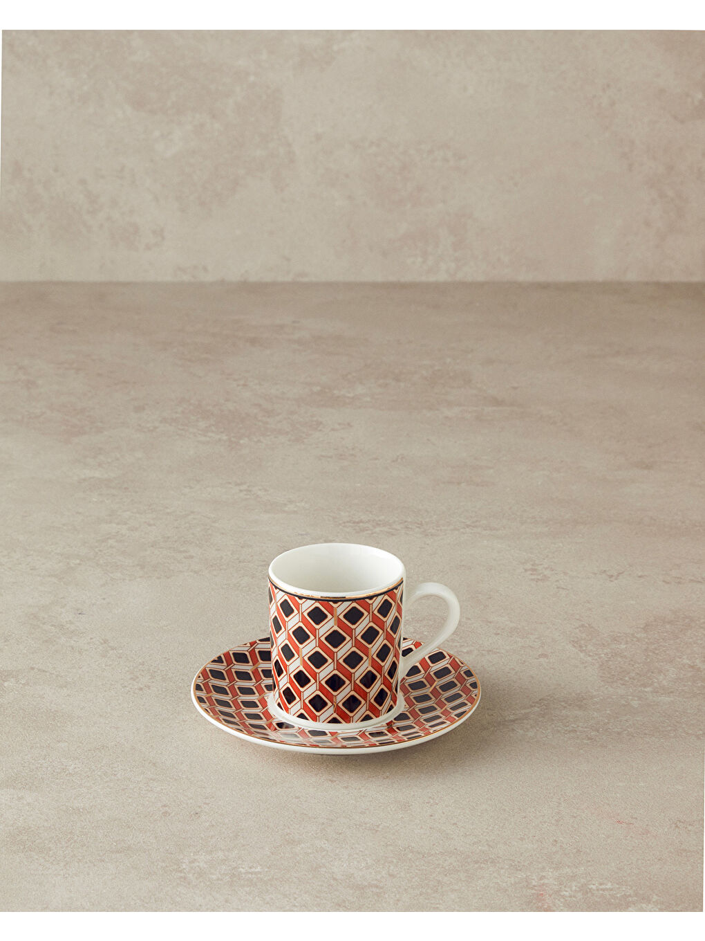 Modern Cube Bone Porselen Kahve Fincan Takımı 4 Parça 2 Kişilik Turuncu-1