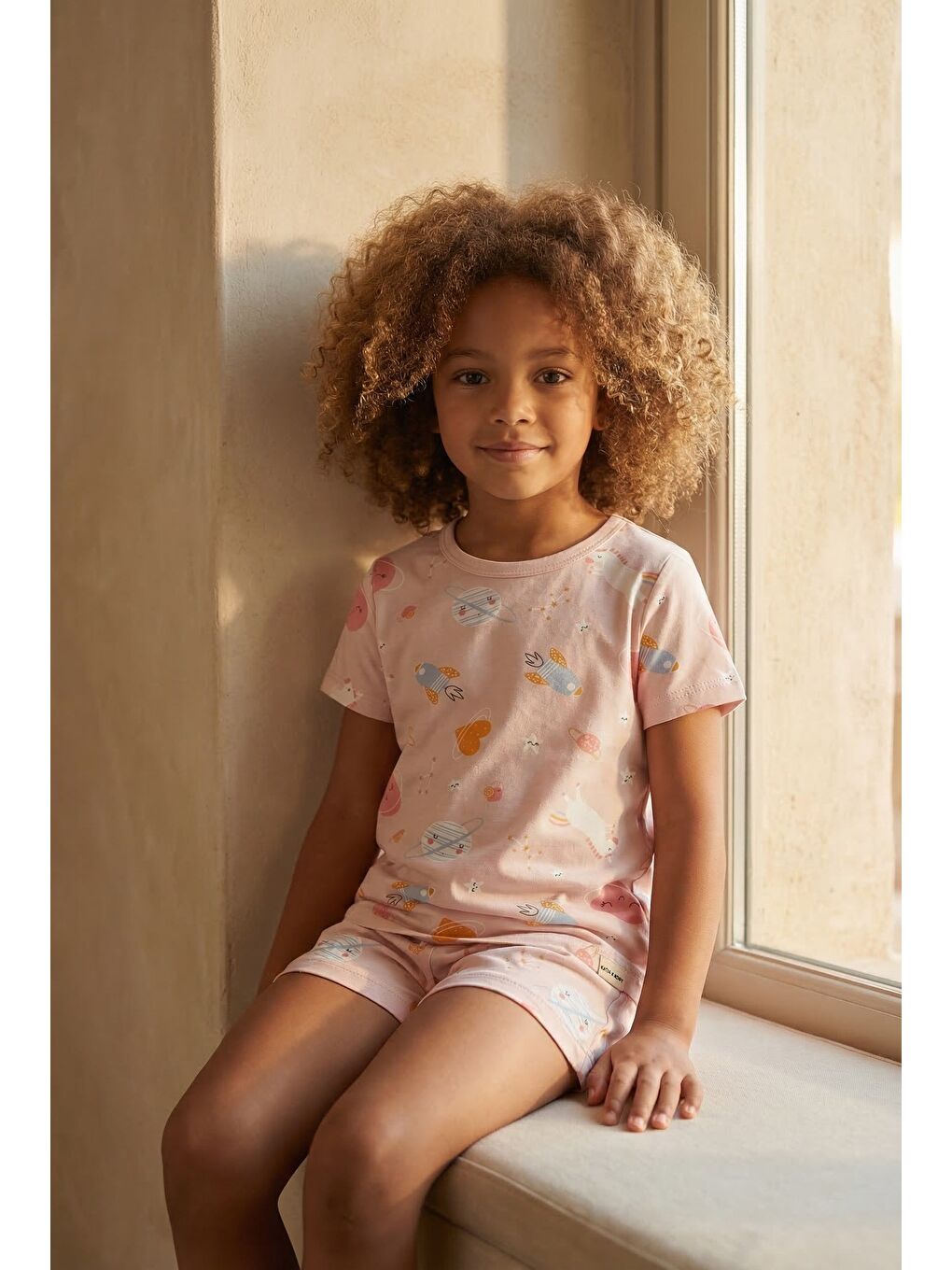 Pembe Kız Çocuk Desenli Paketli Şortlu Pijama Takımı-1